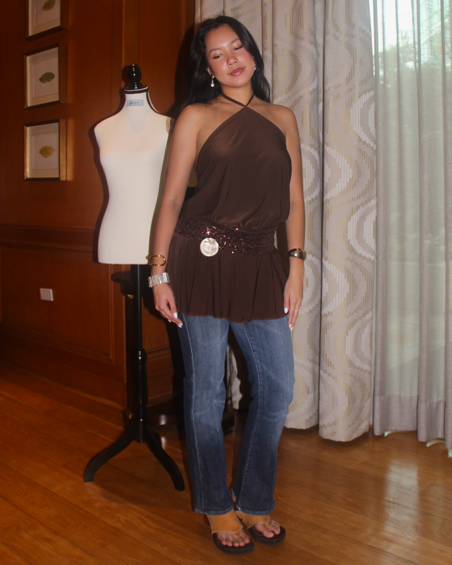 MANILA MINI DRESS IN BROWN SUGAR